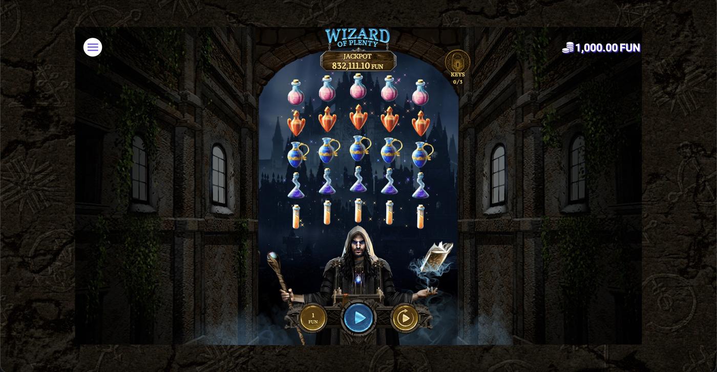 Wizard of Plenty: image of main menu