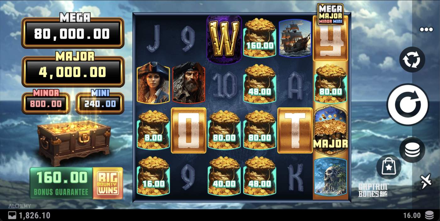 Captain Bones Big Bounty: image of main menu