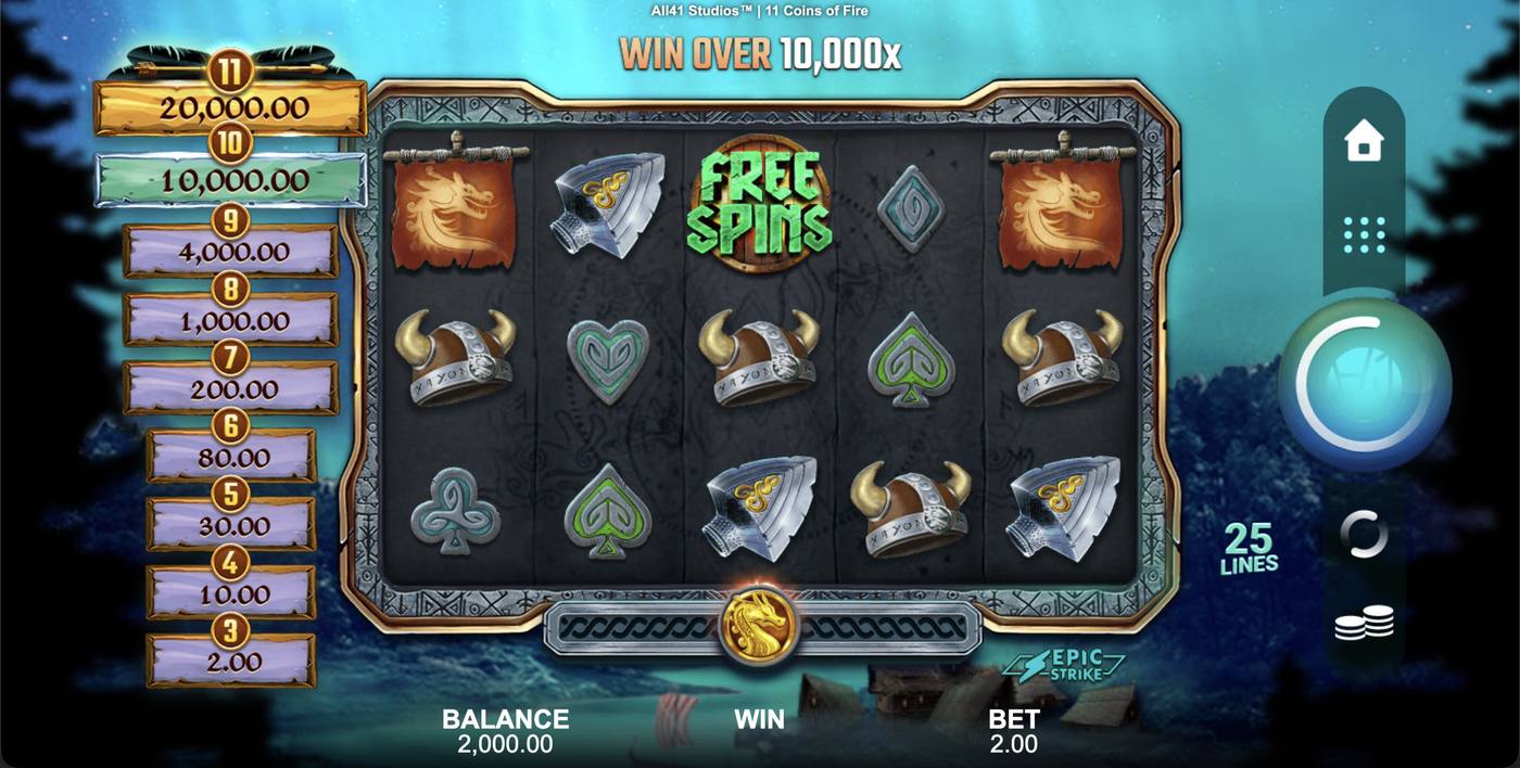 11 Coins of Fire: image of main menu