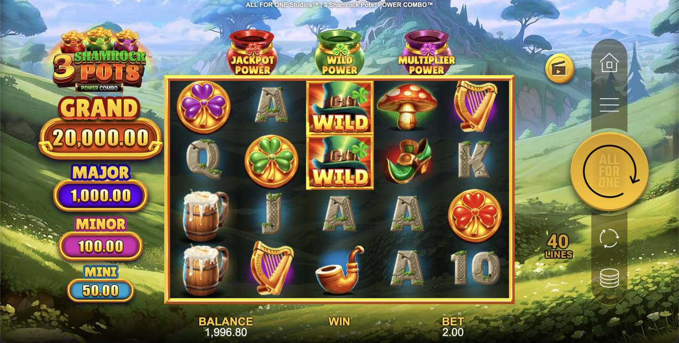 3 Shamrock Pots: Power Combo: image of main menu