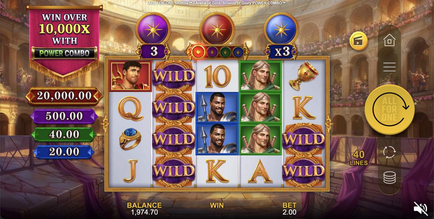 Arena of Gold: Shields of Glory Power Combo: image of main menu