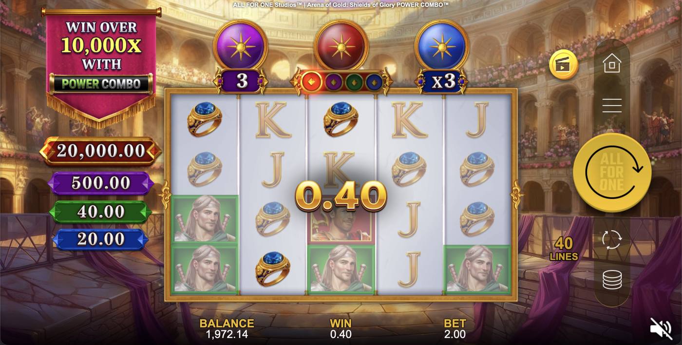 Arena of Gold: Shields of Glory Power Combo: image of winning