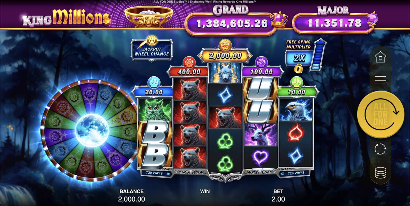 Enchanted Wolf Rising Rewards King Millions: image of main menu