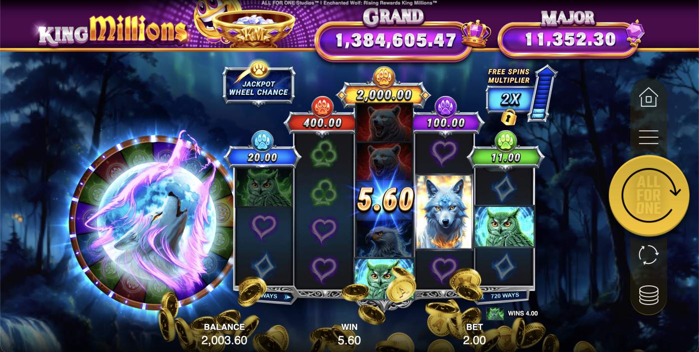 Enchanted Wolf Rising Rewards King Millions: image of winning