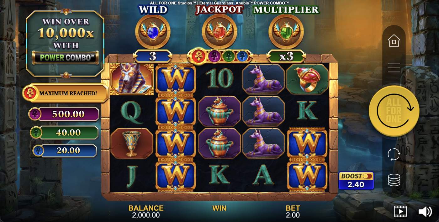 Eternal Guardians Anubis Power Combo: image of main menu
