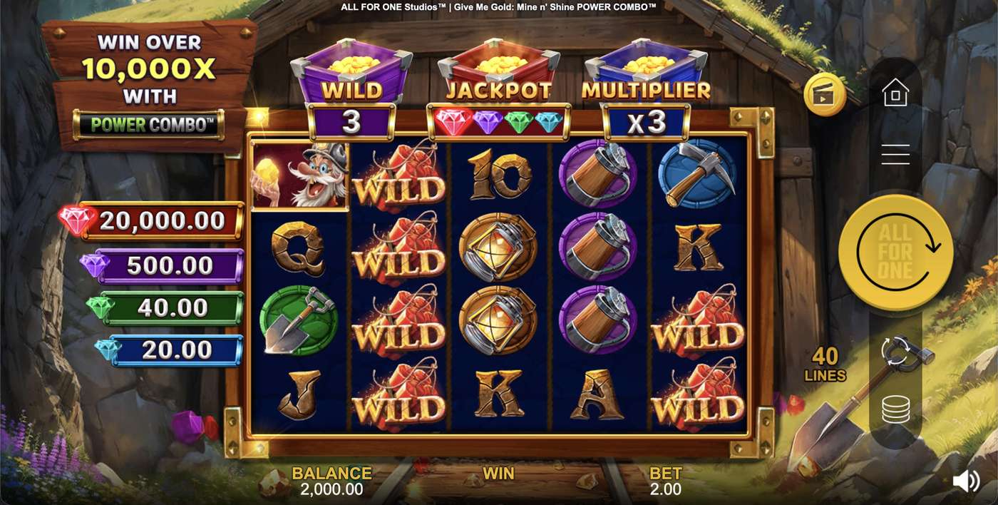 Give Me Gold: Mine n' Shine Power Combo: image of main menu