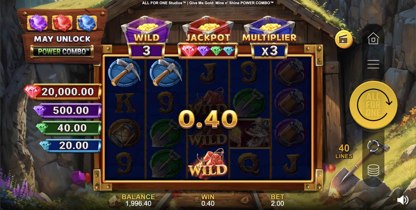 Give Me Gold: Mine n' Shine Power Combo: image of winning