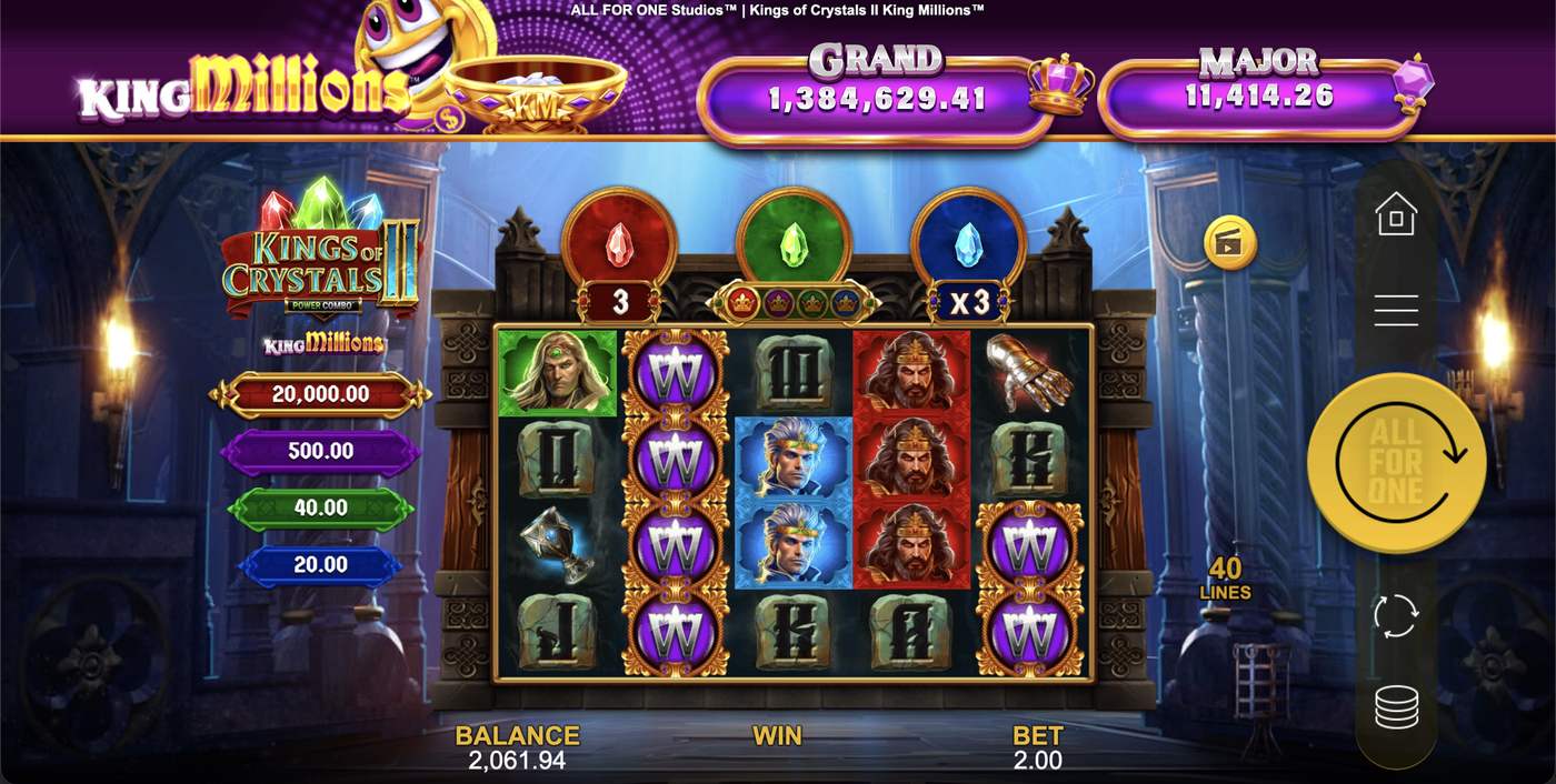 Kings of Crystals 2: King Millions: image of main menu