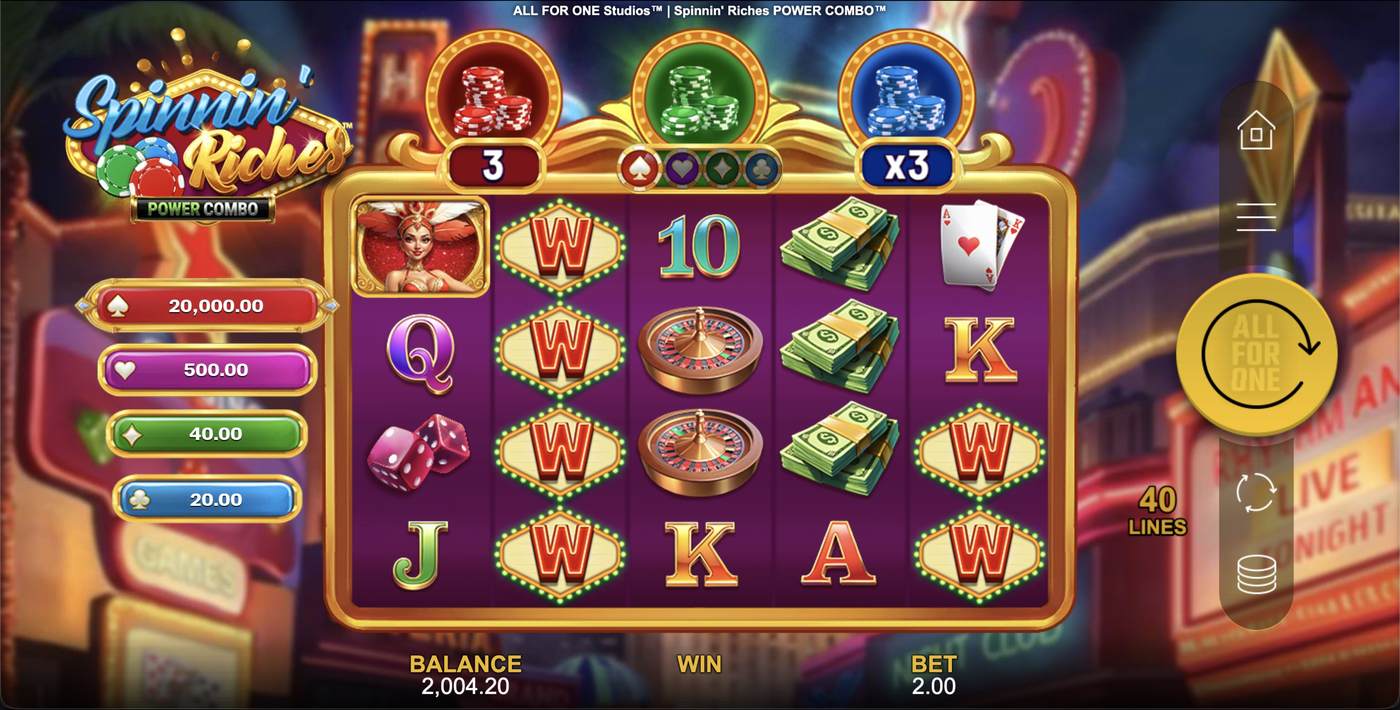 Spinnin' Riches Power Combo: image of main menu