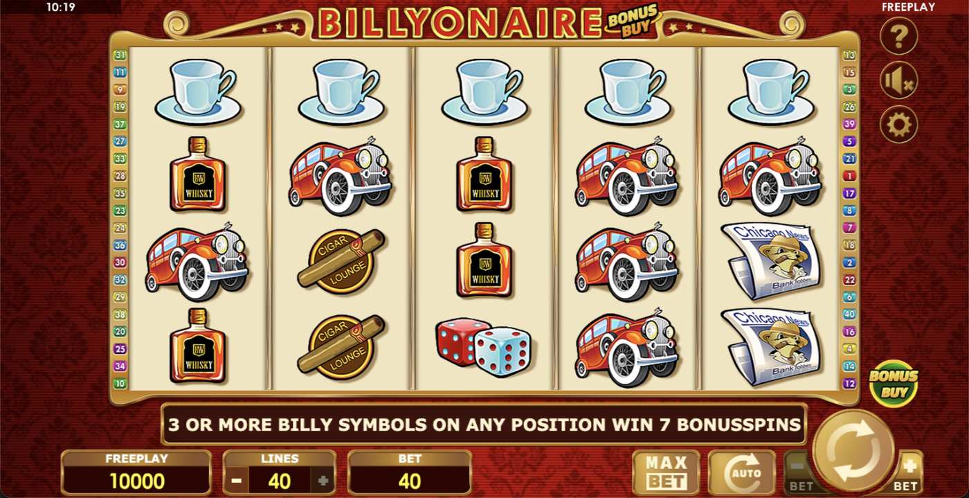 Billyonaire Bonus Buy: image of main menu