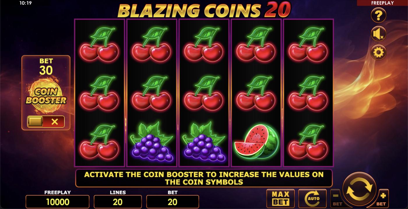 Blazing Coins 20: image of main menu
