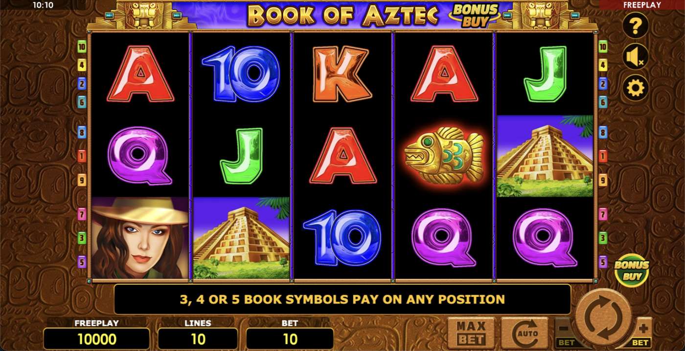 Book of Aztec Bonus Buy: image of main menu