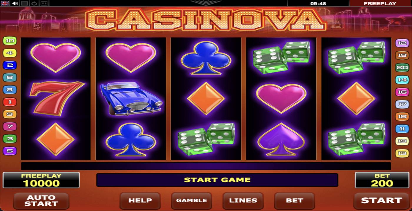 Casinova: image of main menu