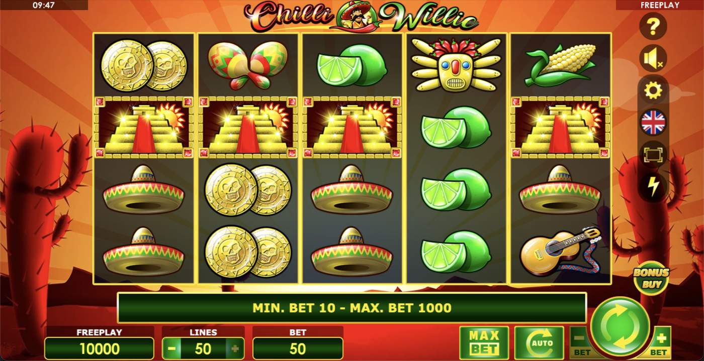 Chilli Willie: image of main menu