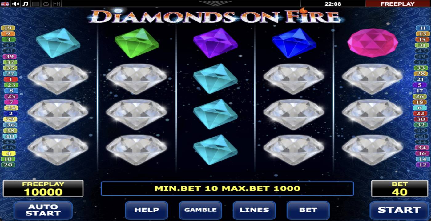 Diamonds on Fire: image of main menu