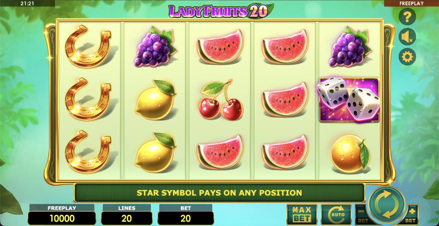 Lady Fruits 20: image of main menu