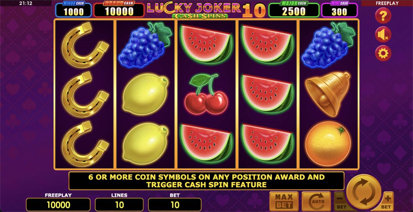 Lucky Joker 10 Cash Spins: image of main menu