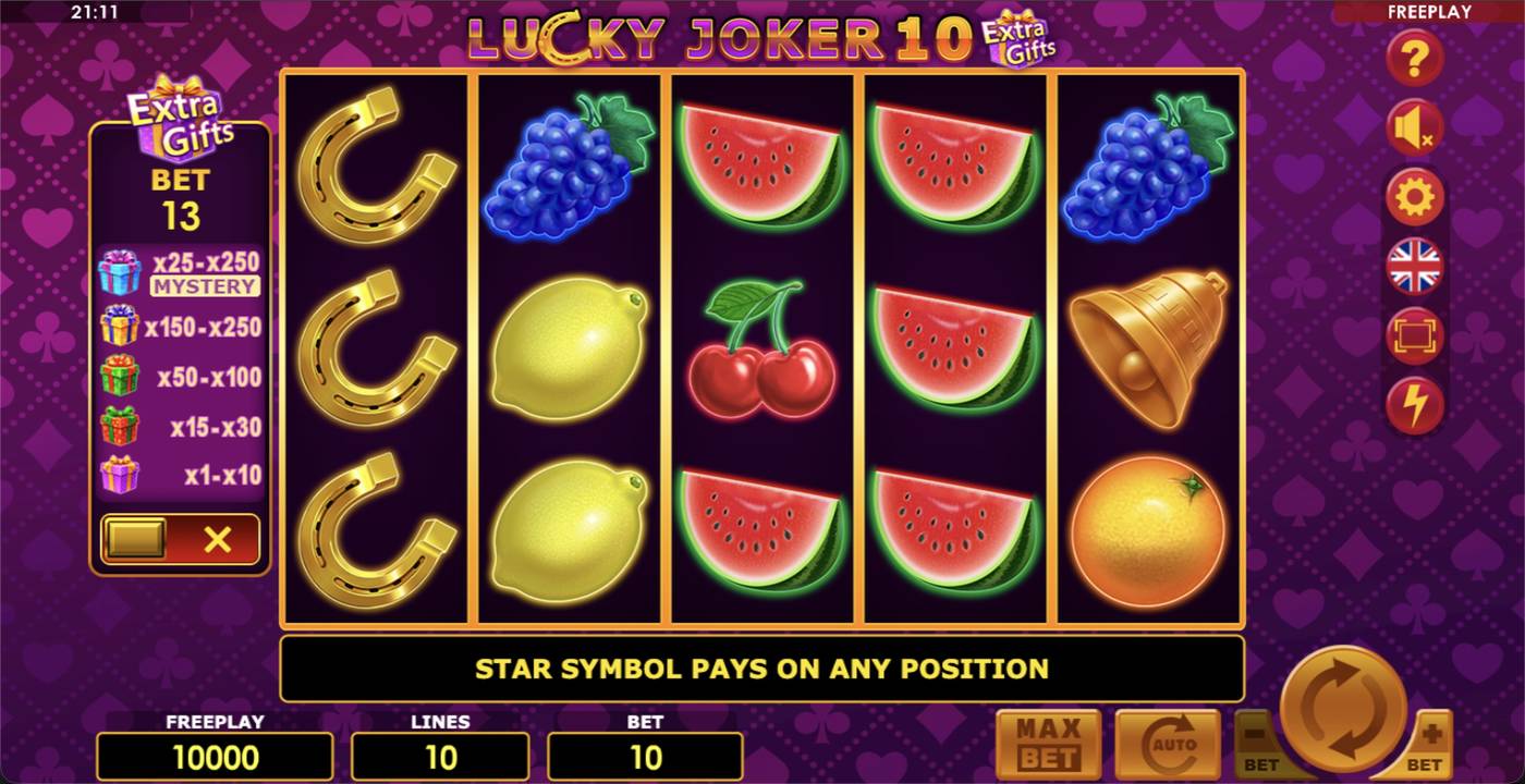 Lucky Joker 10 Extra Gifts: image of main menu