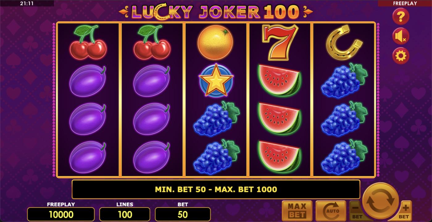 Lucky Joker 100: image of main menu