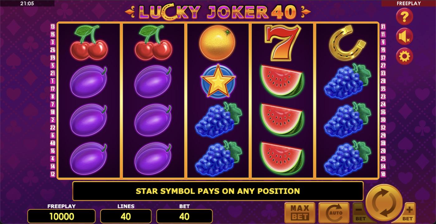 Lucky Joker 40: image of main menu