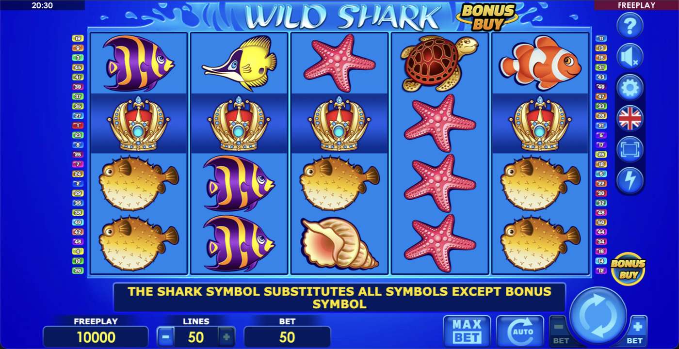 Wild Shark Bonus Buy: image of main menu