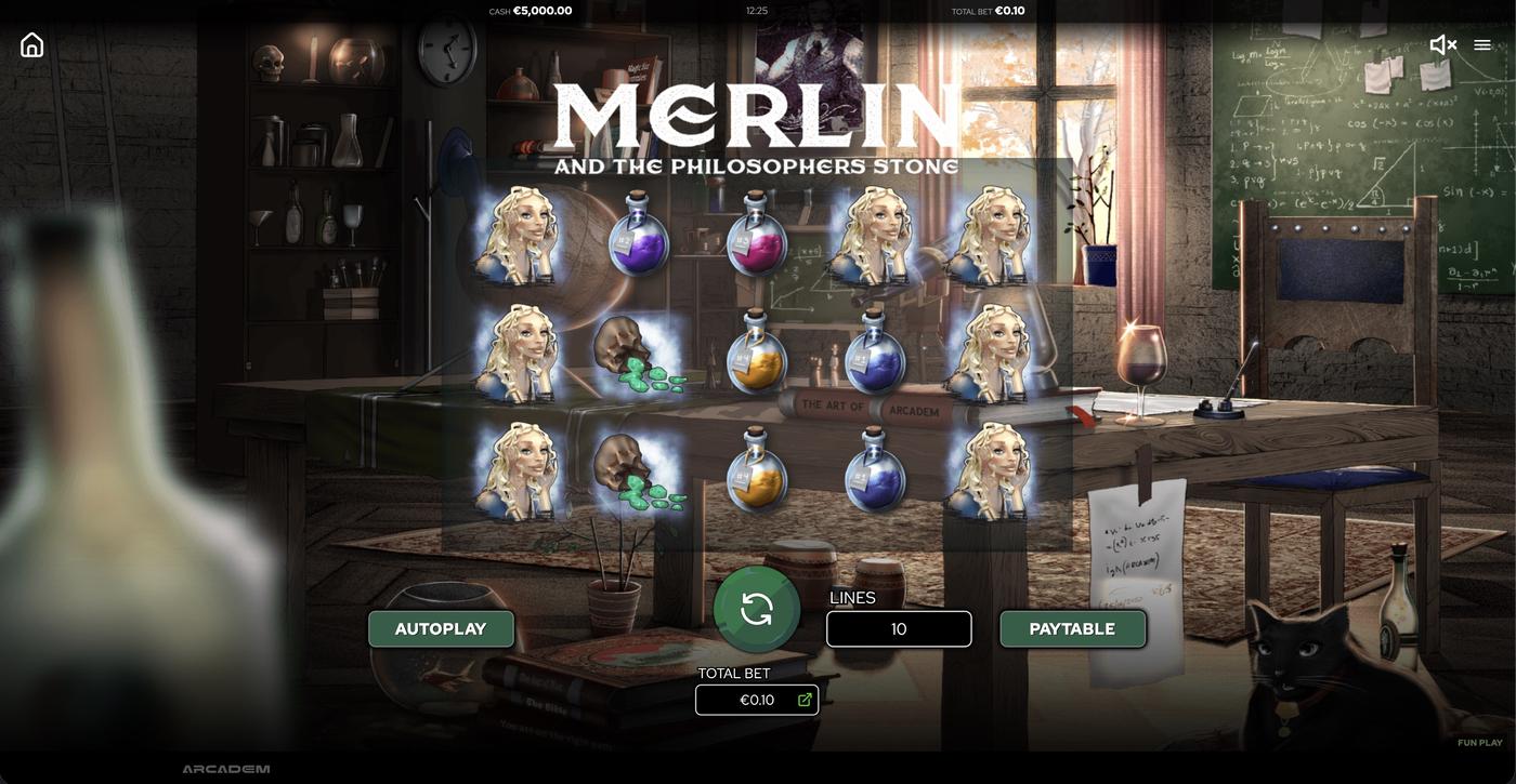 Merlin and The Philosophers Stone: image of main menu
