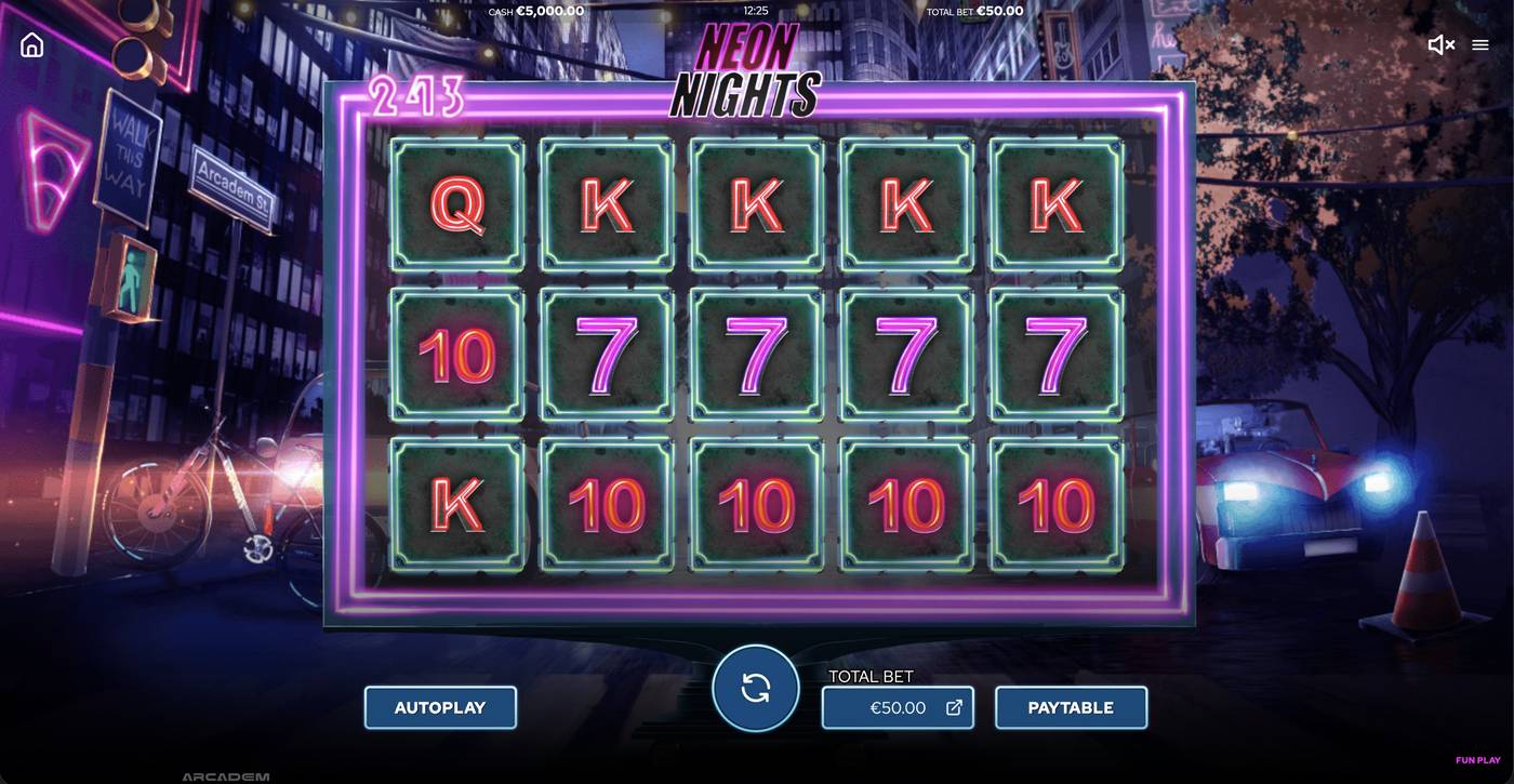 Neon Nights: image of main menu