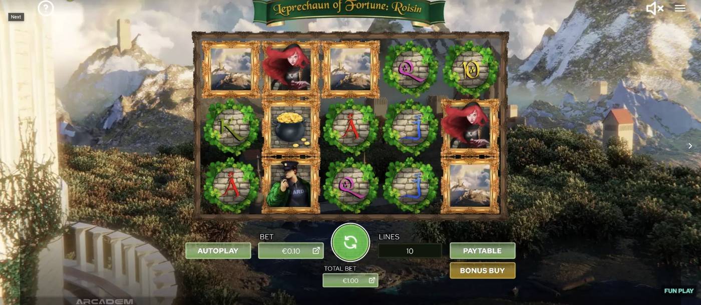 The Leprechaun of Fortune: Roisin: image of main menu