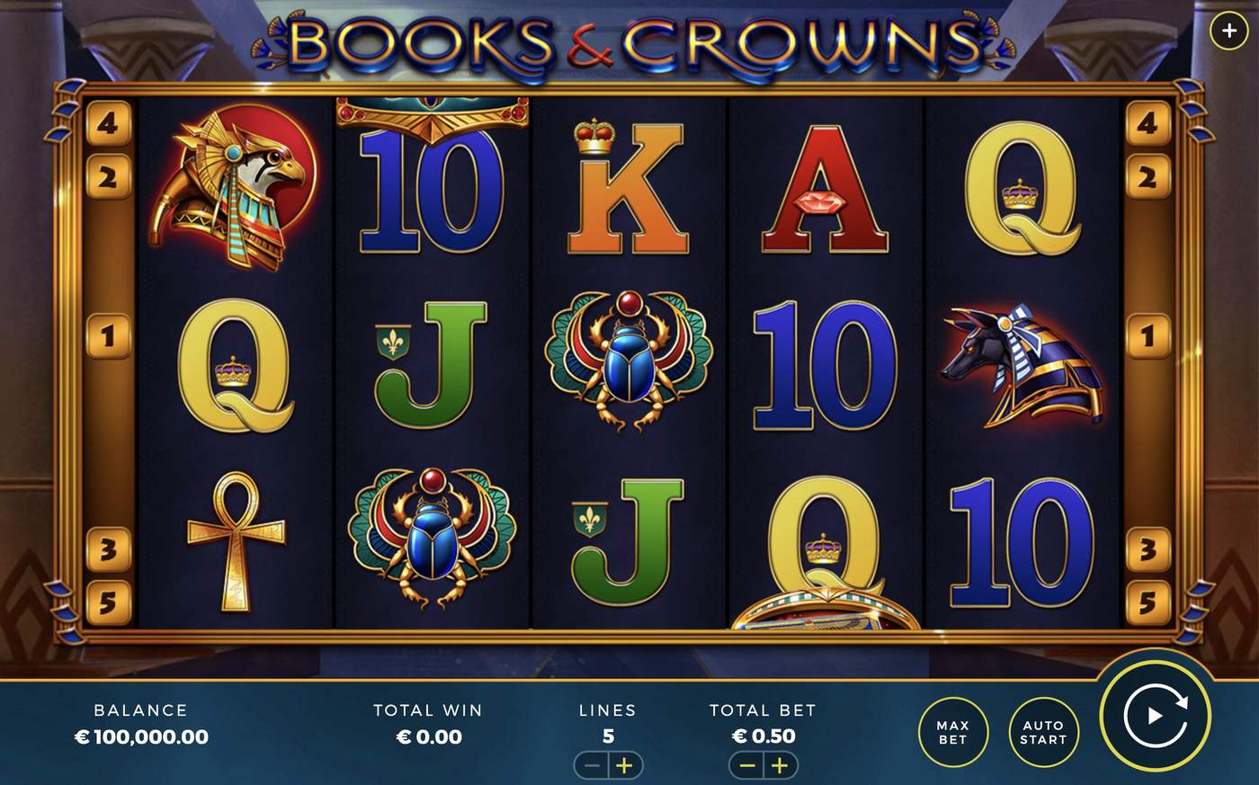 Books & Crowns: image of main menu