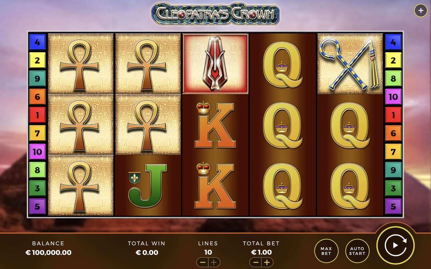Cleopatra's Crown: image of main menu