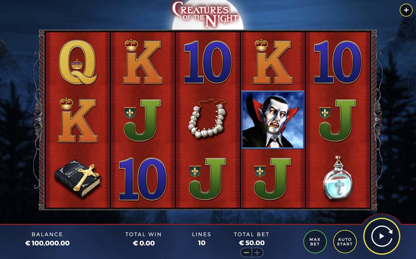 Creatures of the Night: image of main menu