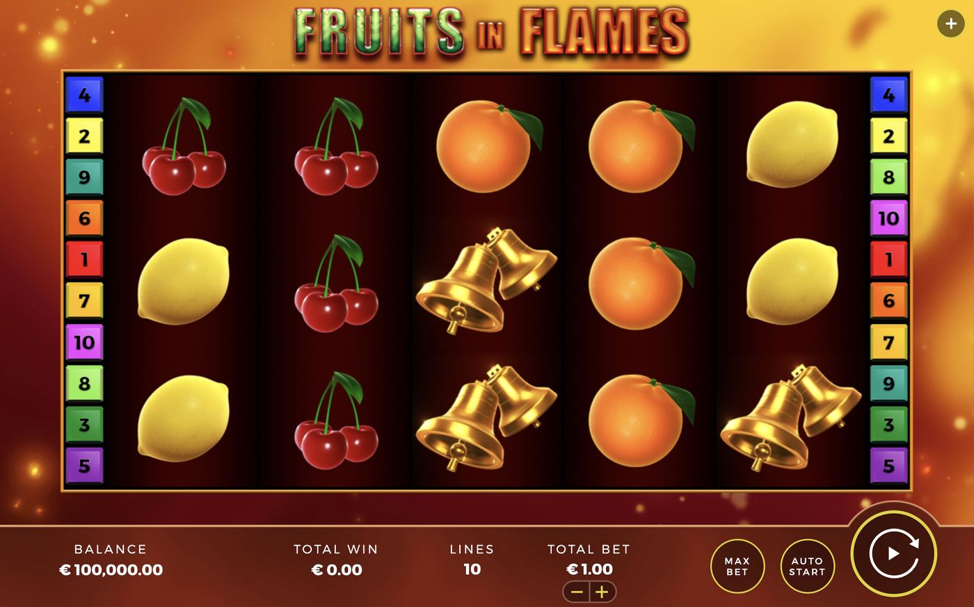 Fruits in Flames: image of main menu