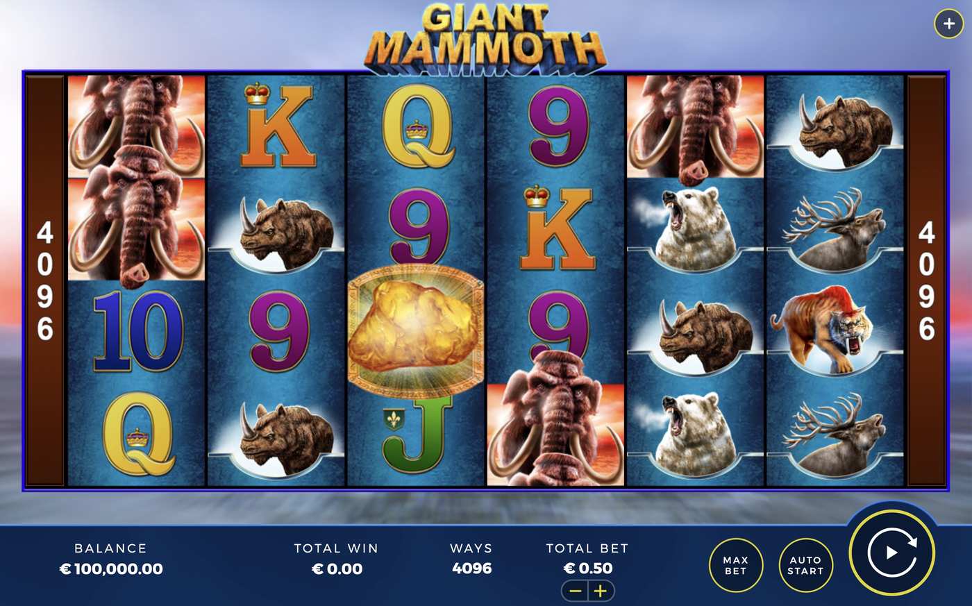Giant Mammoth: image of main menu