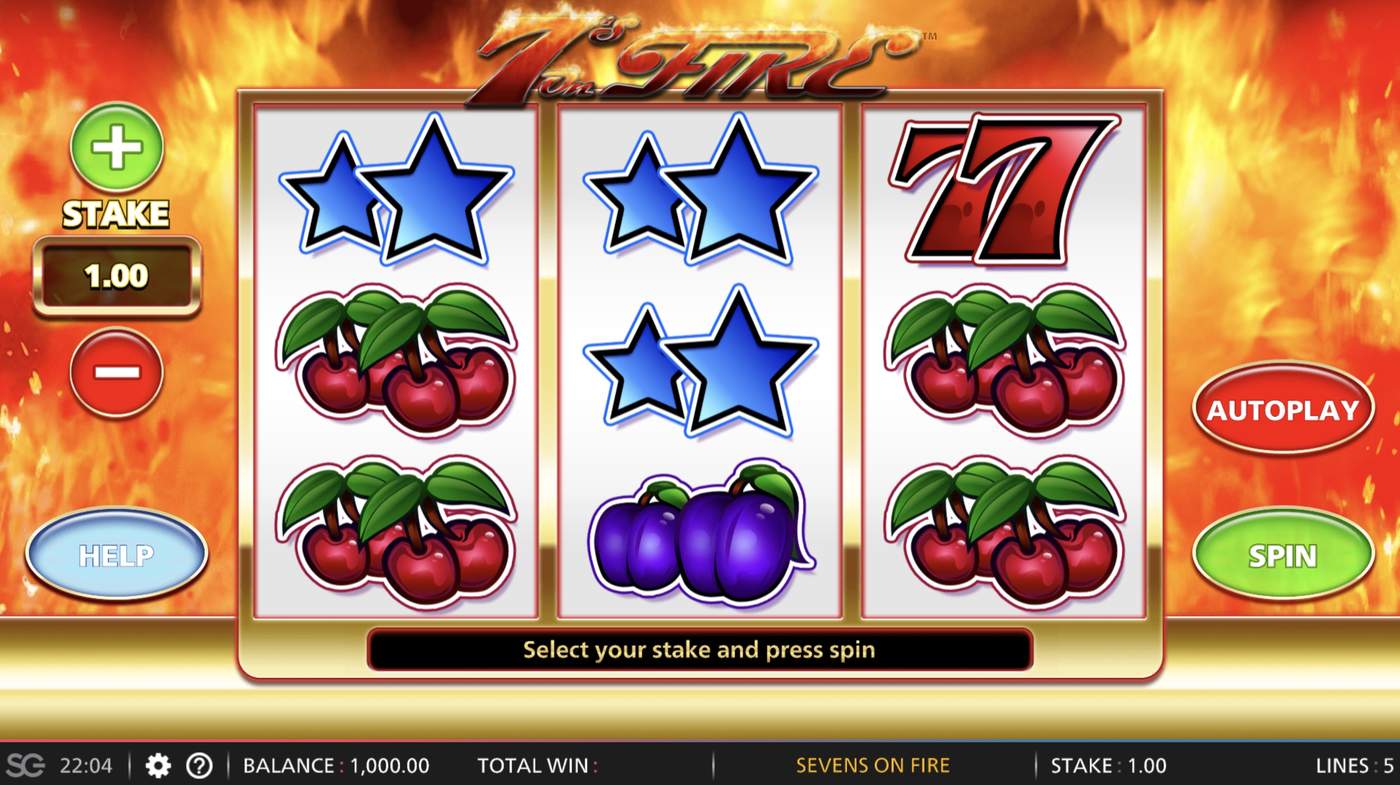 7's On Fire: image of main menu
