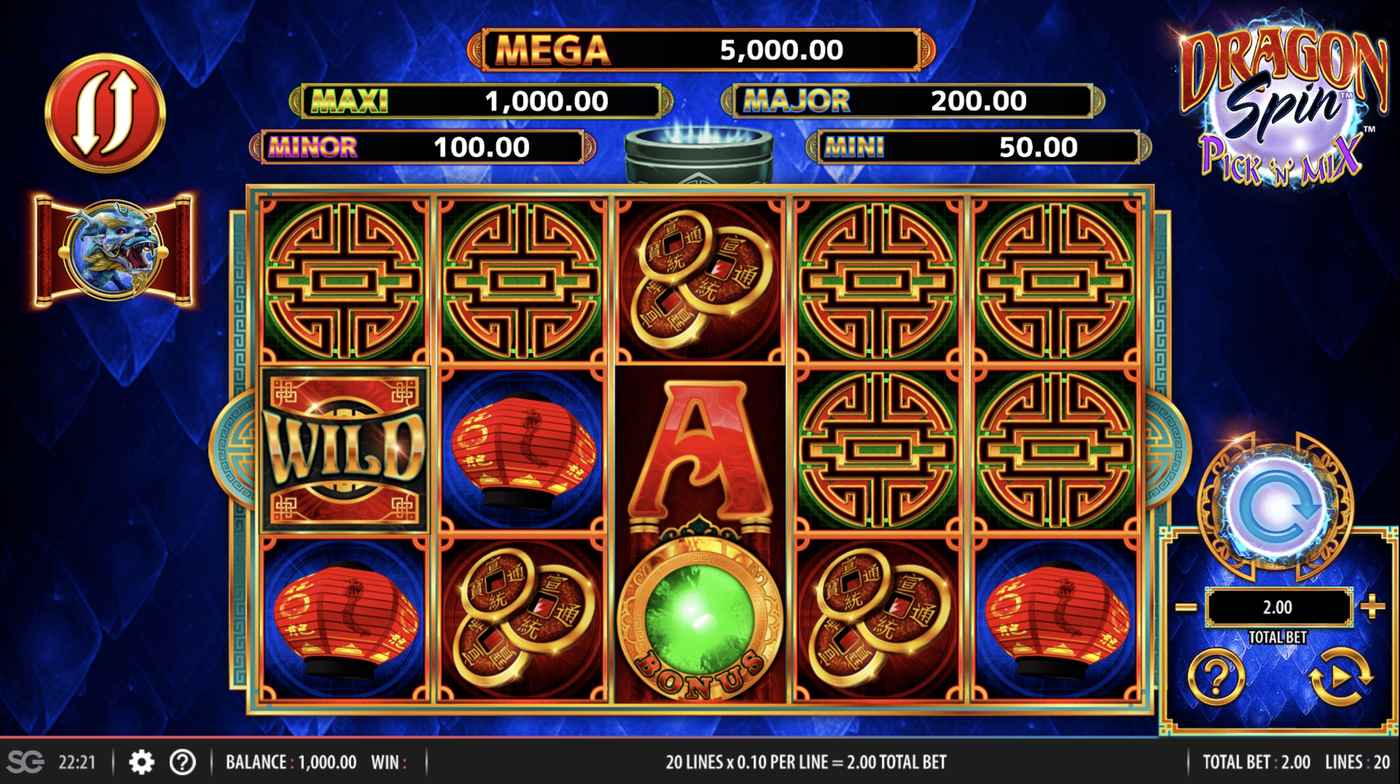 Dragon Spin Pick 'N' Mix: image of main menu