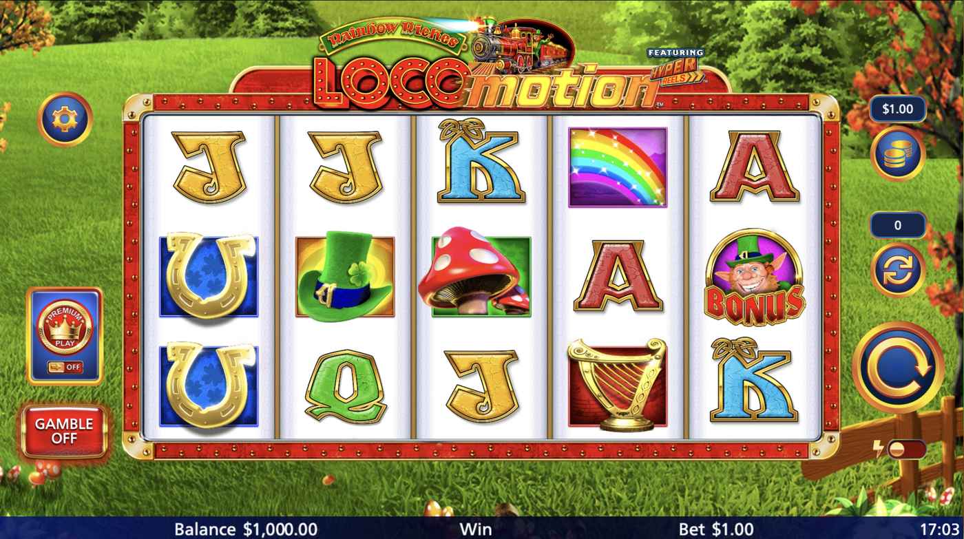 Rainbow Riches Locomotion: image of main menu