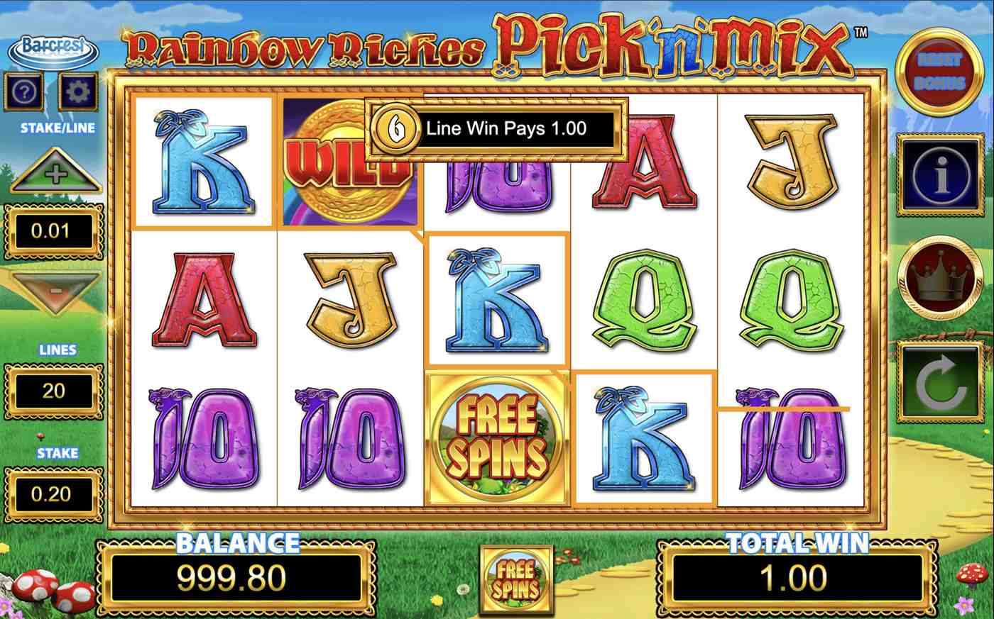 Rainbow Riches Pick'n'Mix: image of winning