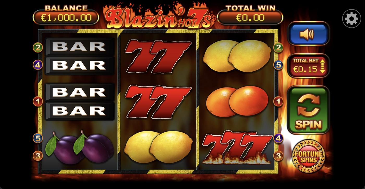 Blazin' Hot 7s: image of main menu