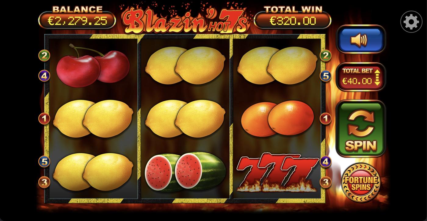 Blazin' Hot 7s: image of winning