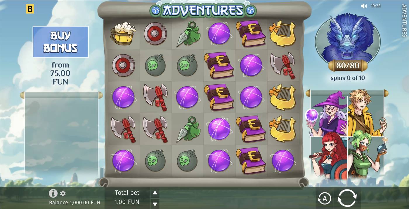 Adventures: image of main menu