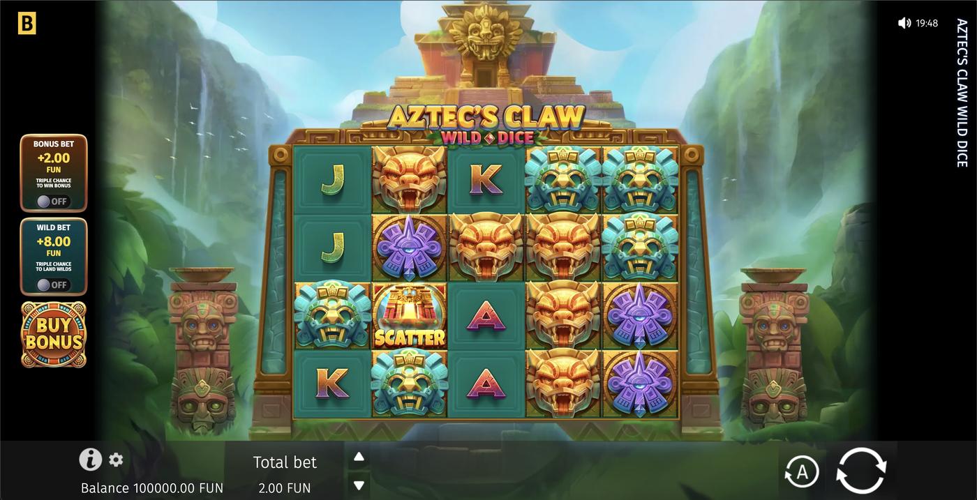 Aztec's Claw Wild Dice: image of main menu