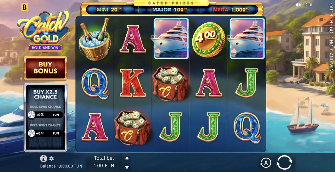Catch the Gold Hold and Win: image of main menu