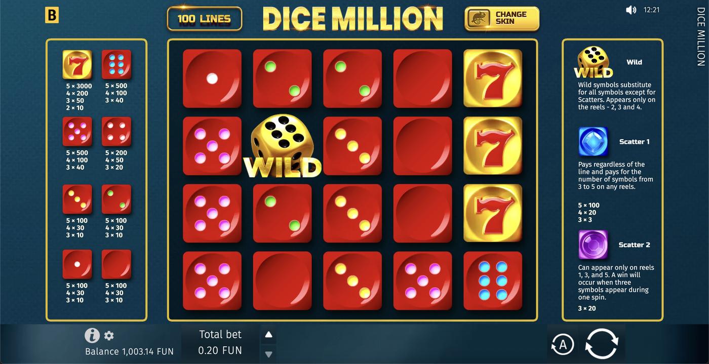 Dice Million: image of main menu