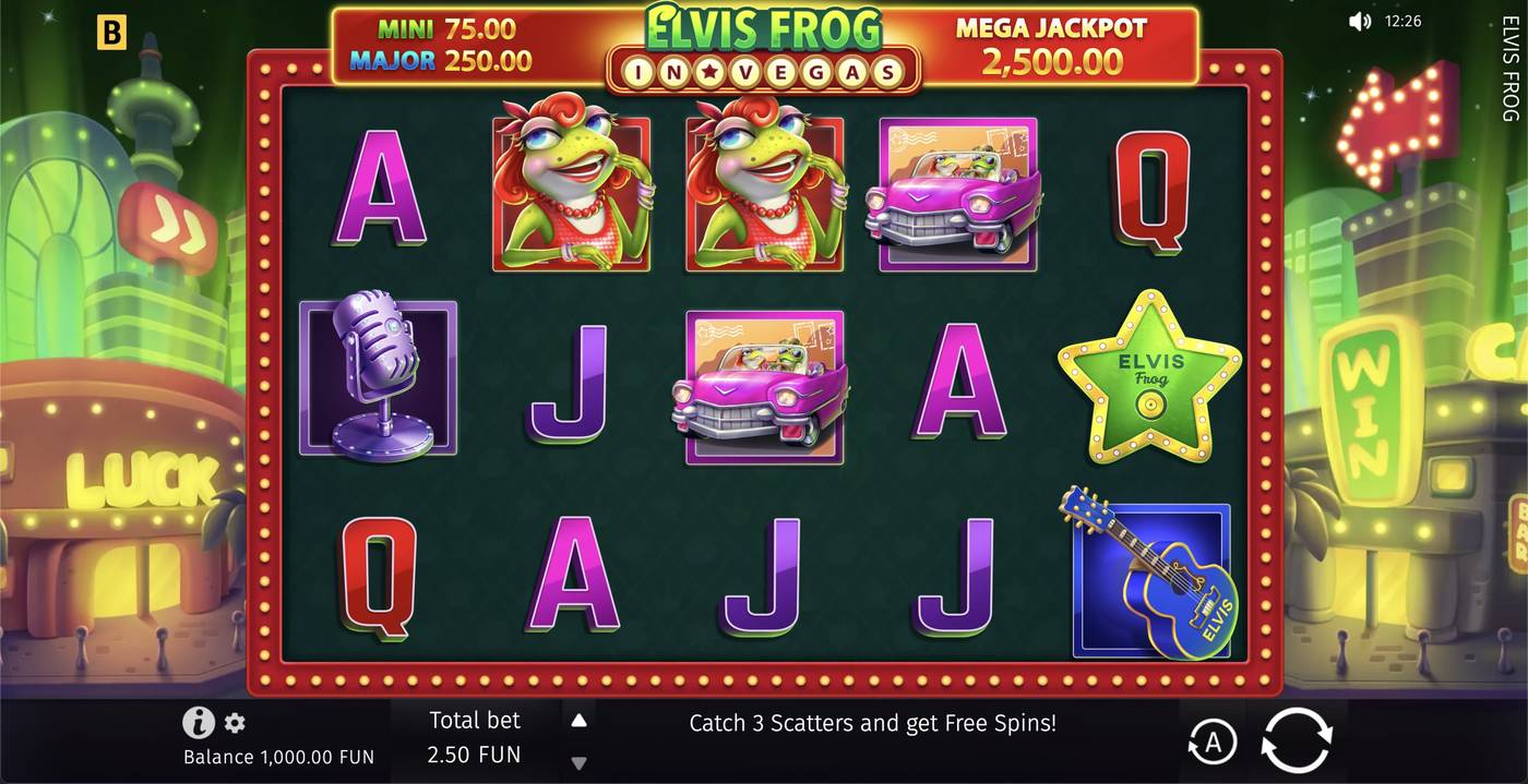 Elvis Frog in Vegas: image of main menu
