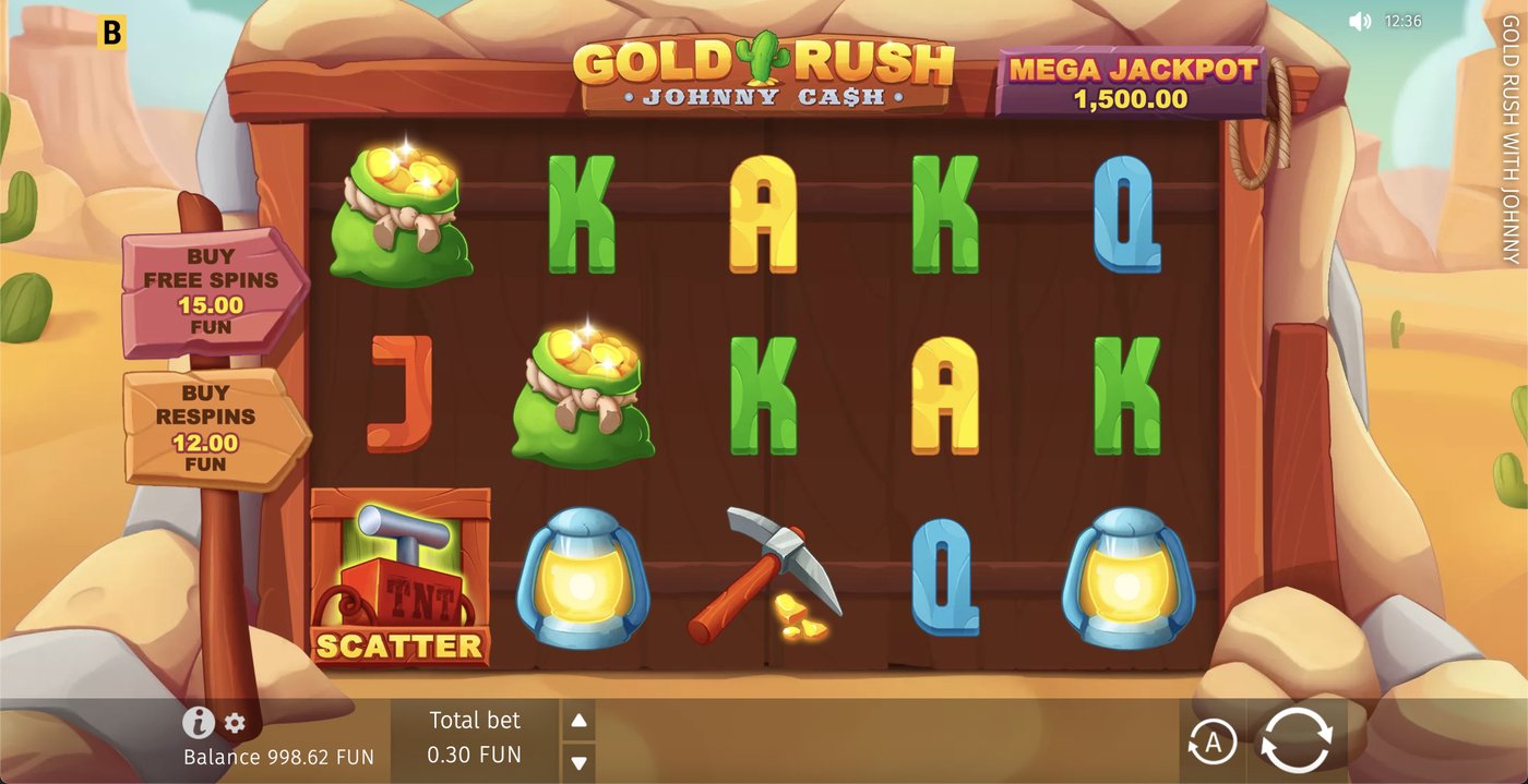 Gold Rush - Johnny Cash: image of main menu