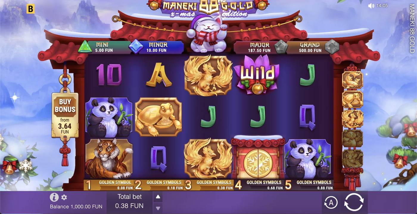 Maneki 88 Gold: image of main menu