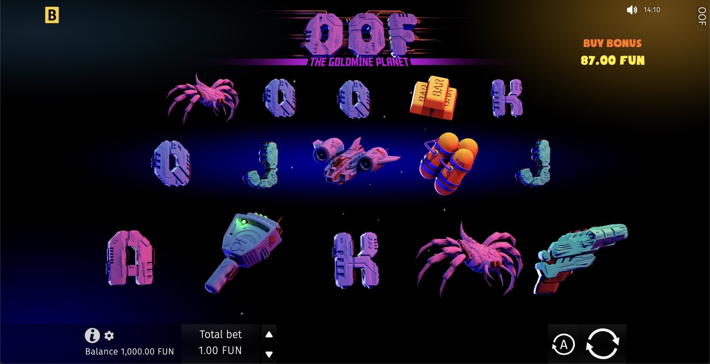 OOF The Goldmine Planet: image of main menu
