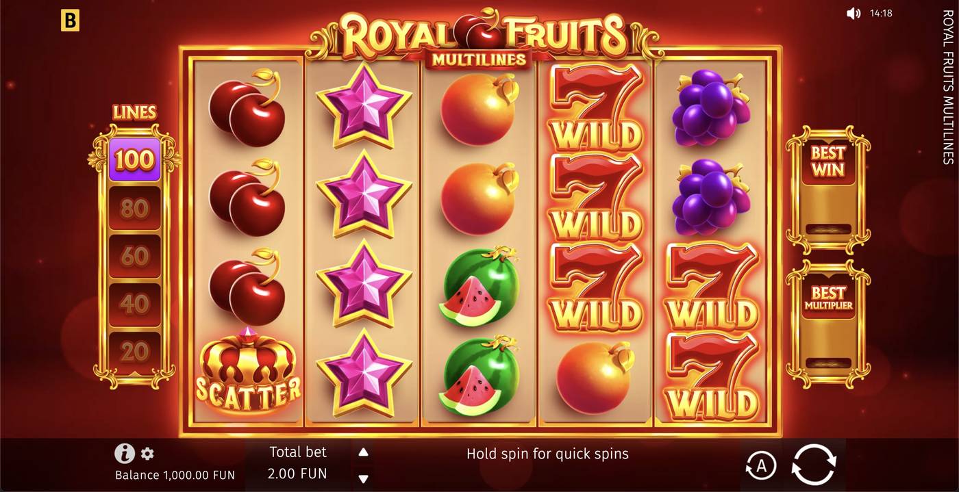 Royal Fruits Multilines: image of main menu