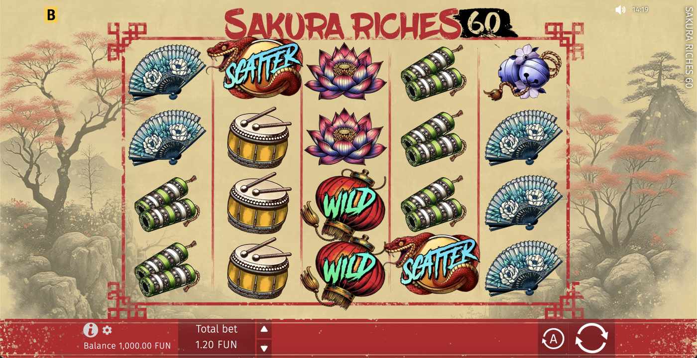 Sakura Riches 60: image of main menu