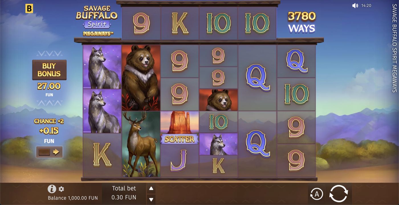 Savage Buffalo Spirit Megaways: image of main menu